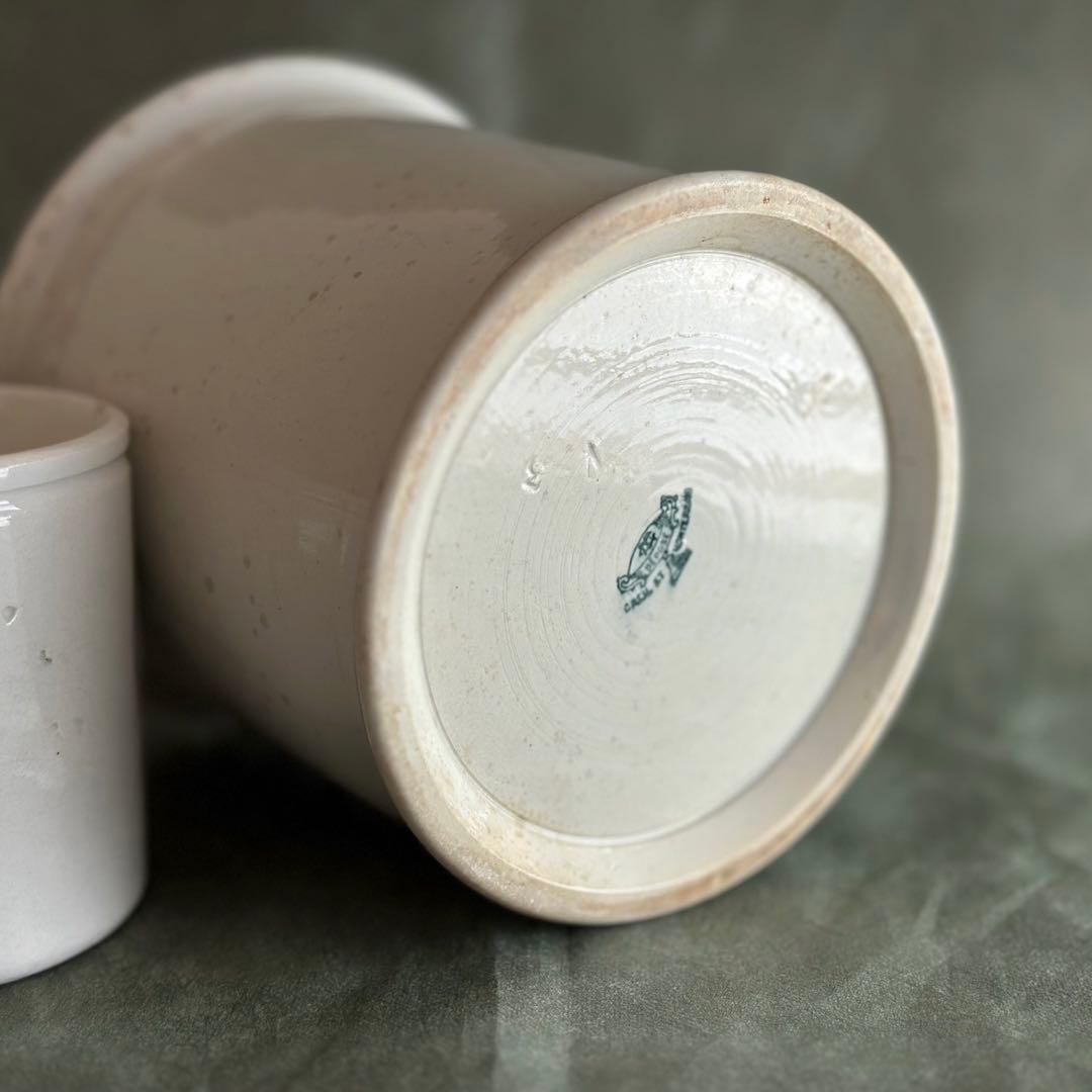 クレイユ・モントロー 白釉 コンフィチュールポット フランス アンティーク 特大
