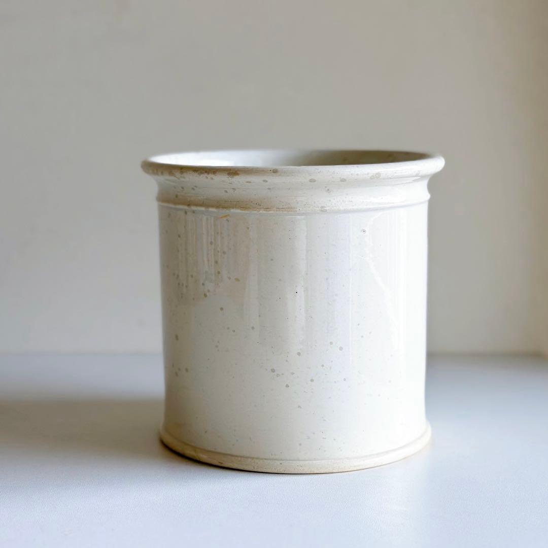 クレイユ・モントロー 白釉 コンフィチュールポット フランス アンティーク 特大