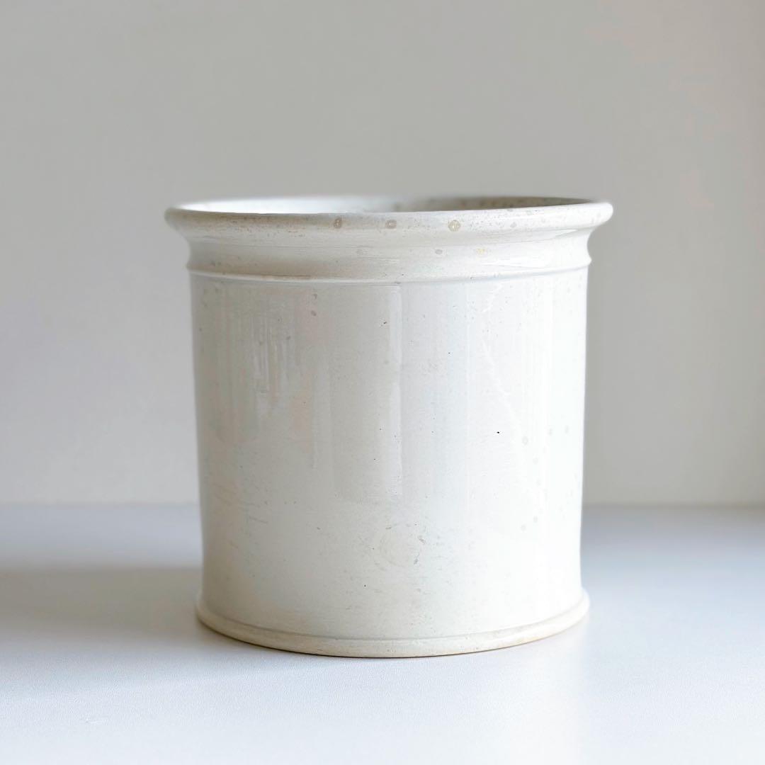 クレイユ・モントロー 白釉 コンフィチュールポット フランス アンティーク 特大