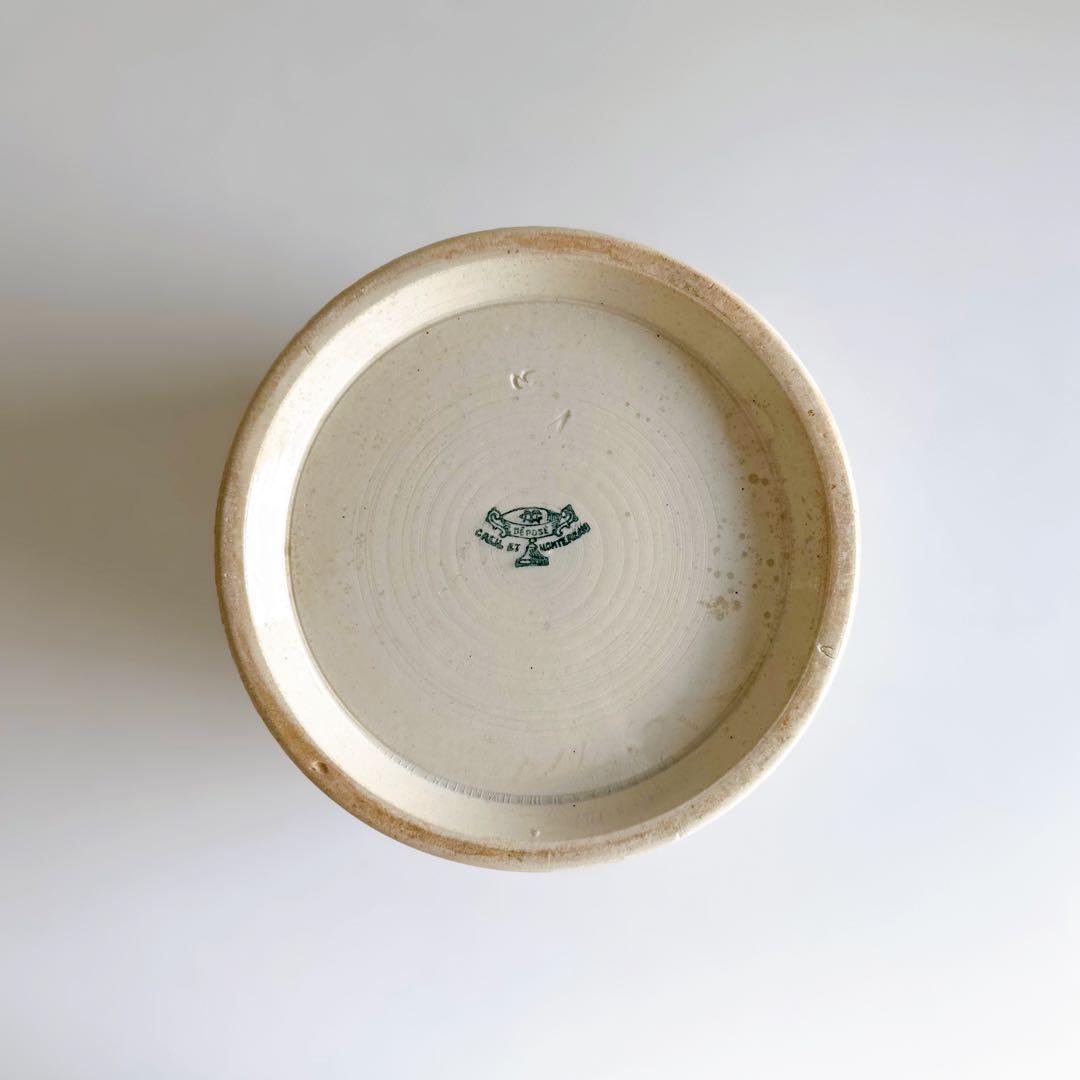 クレイユ・モントロー 白釉 コンフィチュールポット フランス アンティーク 特大