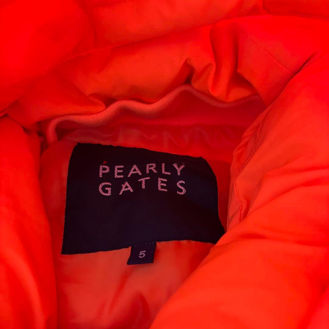 最新作 パーリーゲイツ ダウンベスト オレンジ 3D 立体 フード バックロゴ