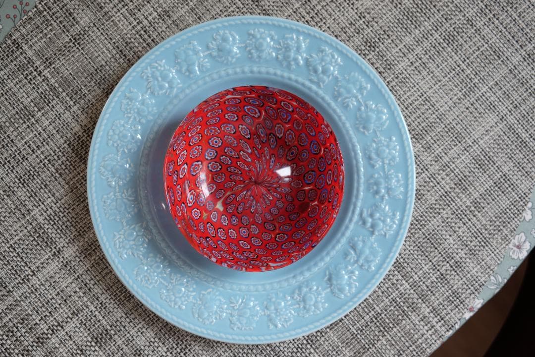 ベネチアンガラス プレート ミルフィオリ 検/アラビア 江波冨士子 花瓶 ムラノ