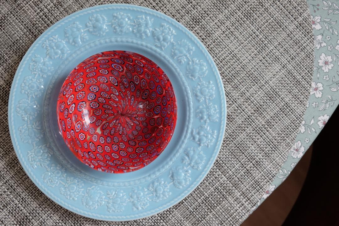 ベネチアンガラス プレート ミルフィオリ 検/アラビア 江波冨士子 花瓶 ムラノ