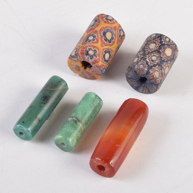 中国　古代ガラス　翡翠瑪瑙など　とんぼ玉　10点まとめて　M　R9227