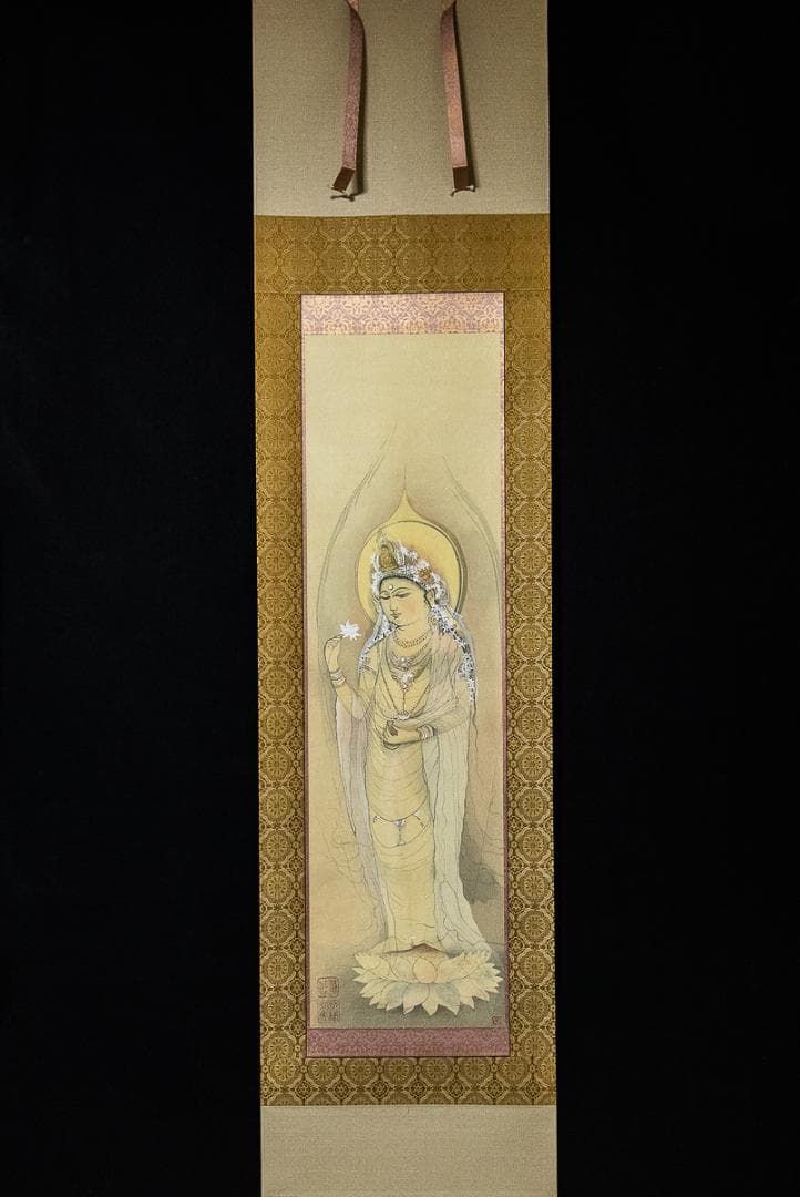 掛軸-1019　村上華岳　聖蓮華　限定木版画　芸艸堂　松田俊蔵彫　米田蔵造摺