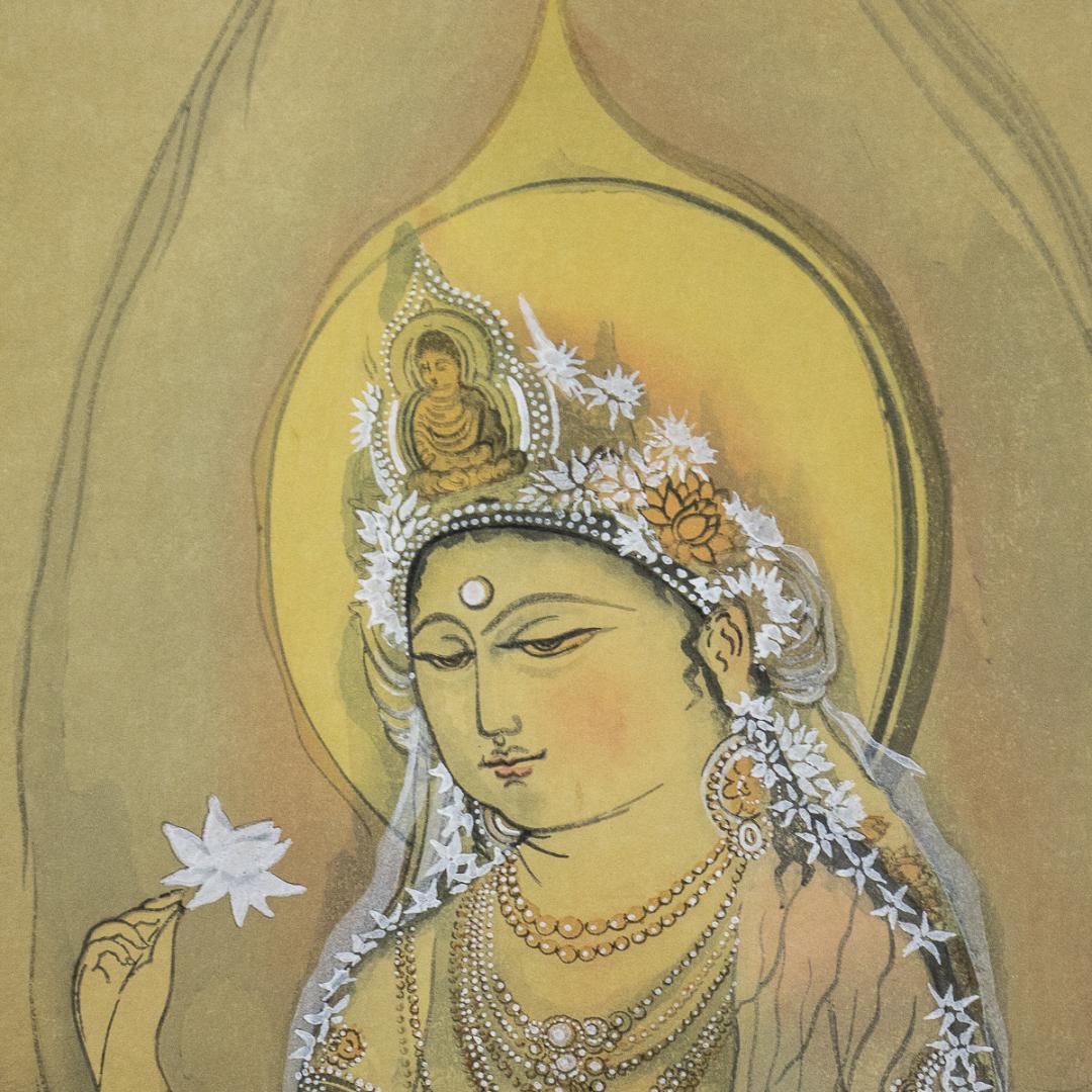 掛軸-1019　村上華岳　聖蓮華　限定木版画　芸艸堂　松田俊蔵彫　米田蔵造摺