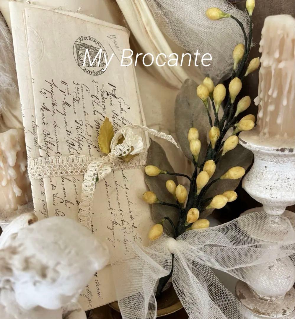 アンティーク雑貨 Old Paper & Handmade Wax Flowers Set