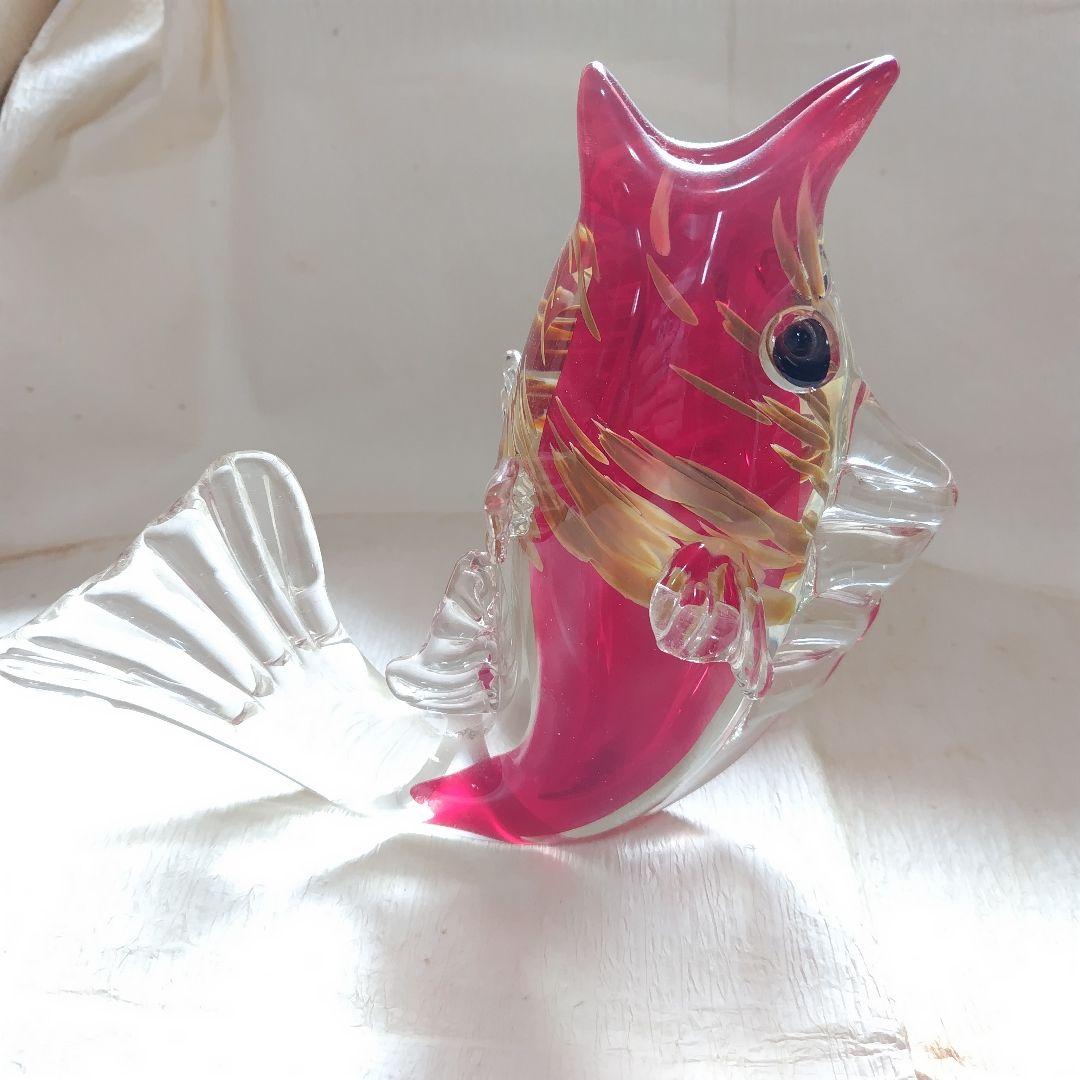 工芸ガラス　マルティ―グラス　鯉の置物　一輪挿し　花瓶　オブジェ　インテリア