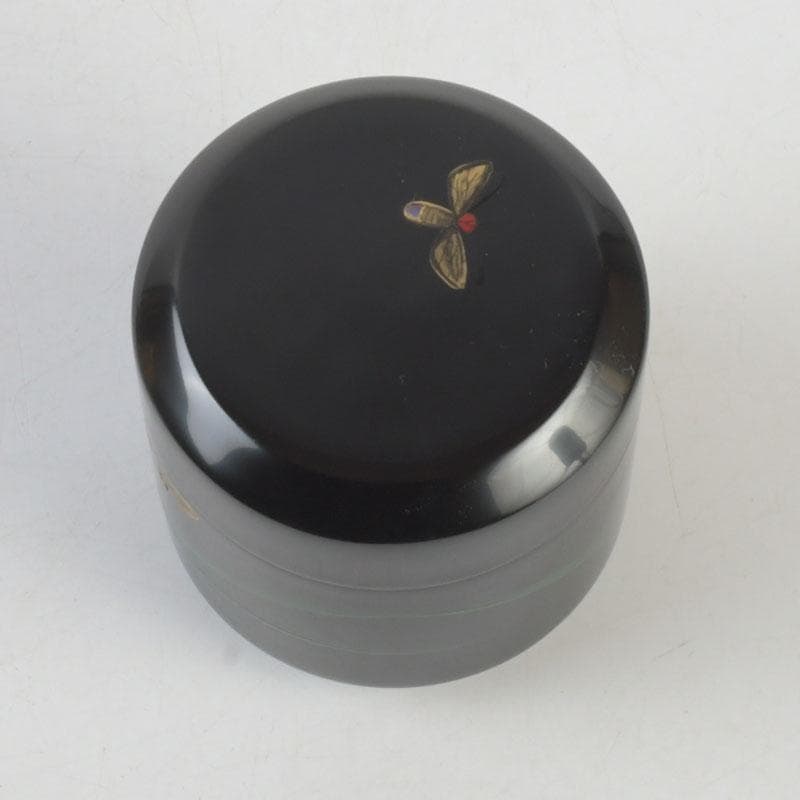 茶道具　岩倉利慶作　即中斎好写　青貝螺鈿　蛍早苗蒔絵　雪吹棗　共箱　V　9698