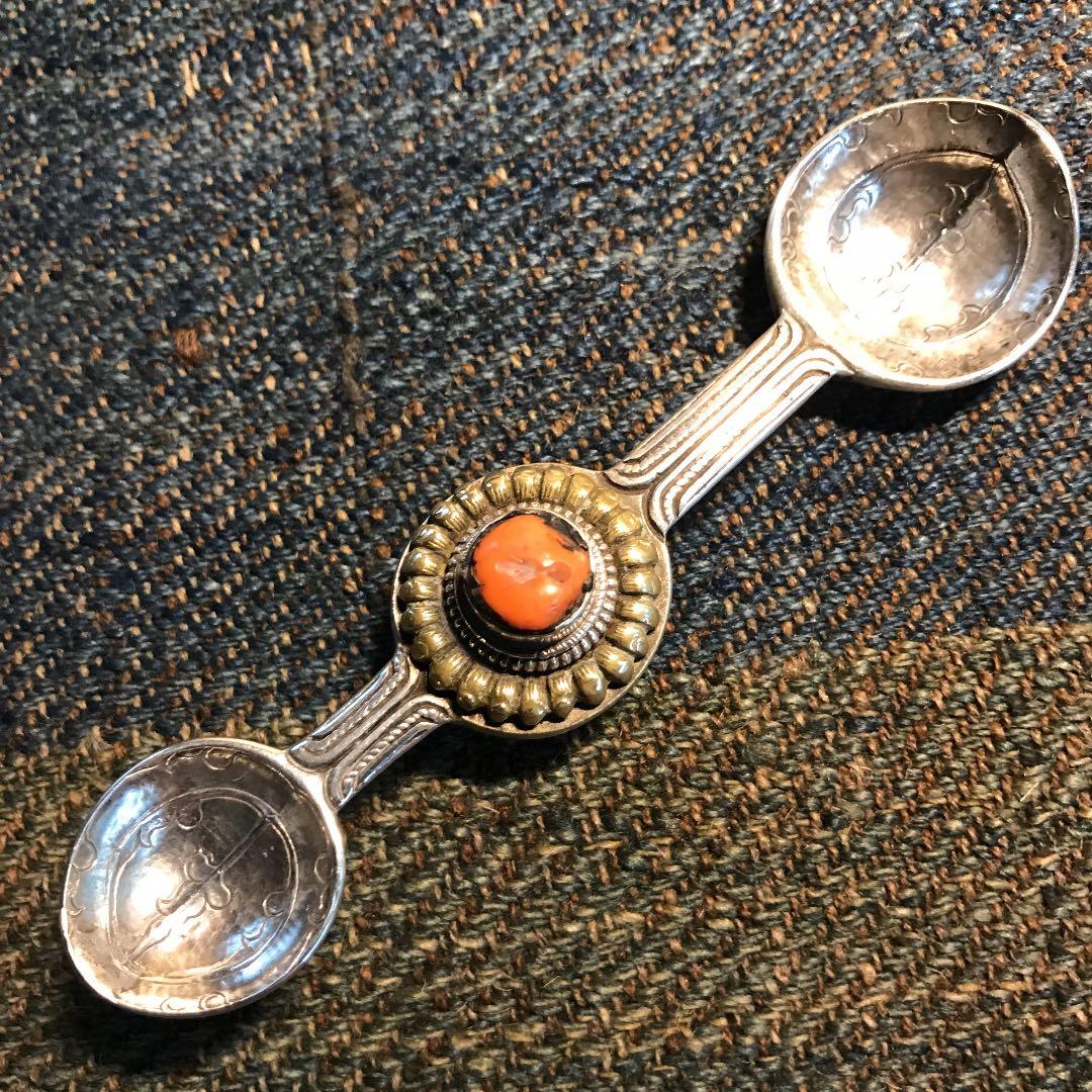 チベッタン古美術銀工芸品　携帯薬調合匙