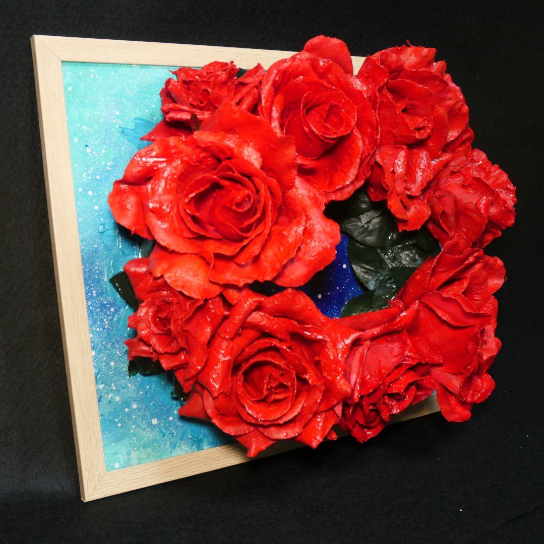 油絵 油彩 油彩画 絵 絵画 【薔薇リース】