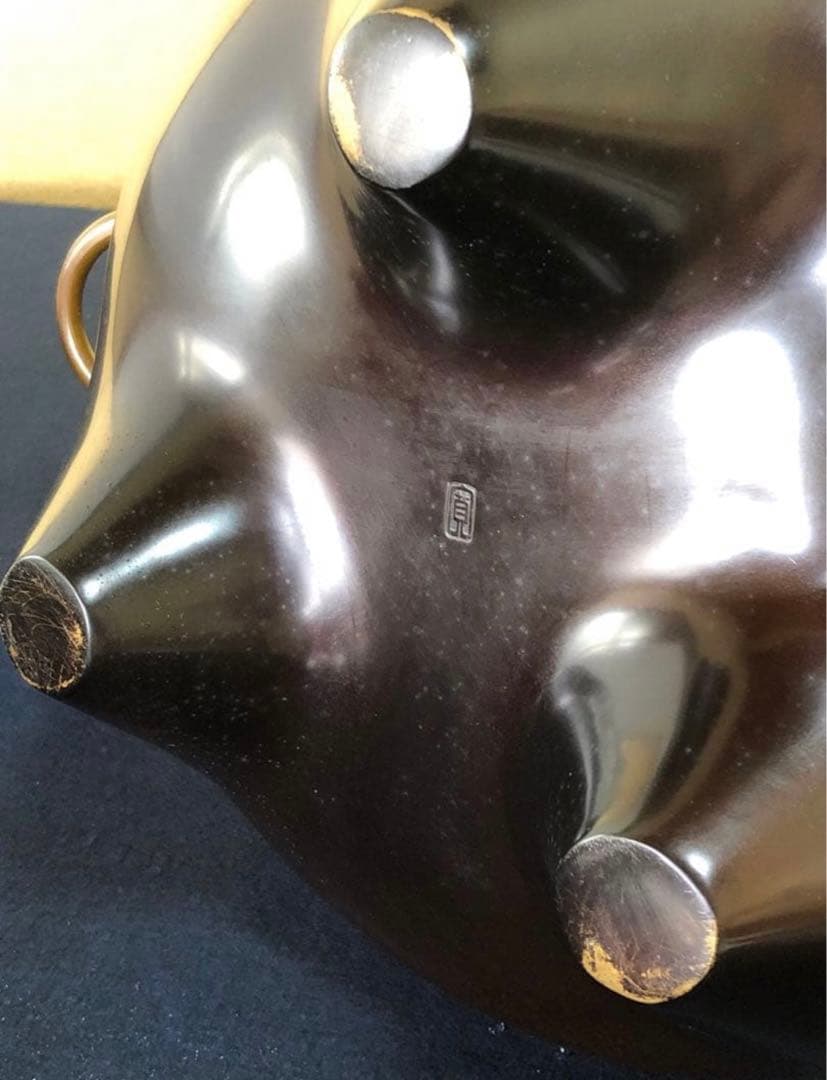 《R》鋳銅 鬼面風炉 釜添 釜師畠春斎/風炉師寛 共箱　260120き5