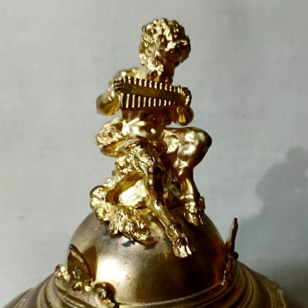 年代物 西洋アンティーク 特大 装飾 ガラス スープジャー 金工 彫刻 彫金