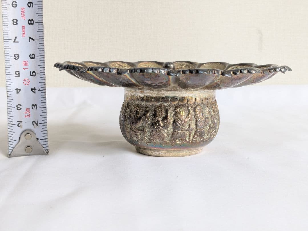 アンティーク ロシア製シルバー コンポート皿 花型 装飾皿 工芸品 小物入れ