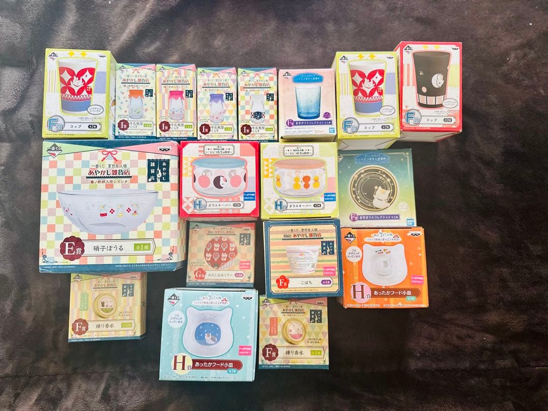 【未開封品】一番くじ　夏目友人帳 グラス　小皿　牛乳瓶 硝子ぼうる なと18点