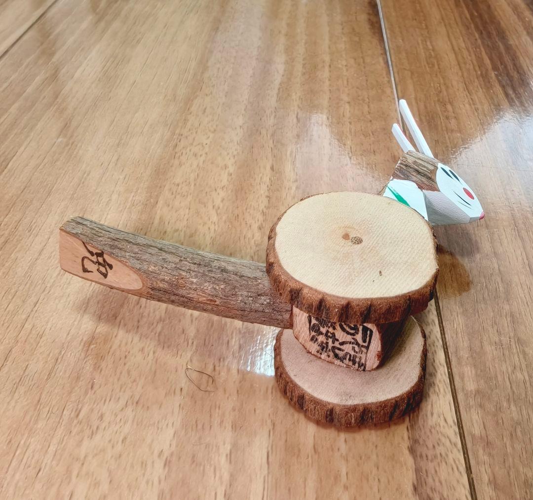 杵島山一刀彫　大八車　兎