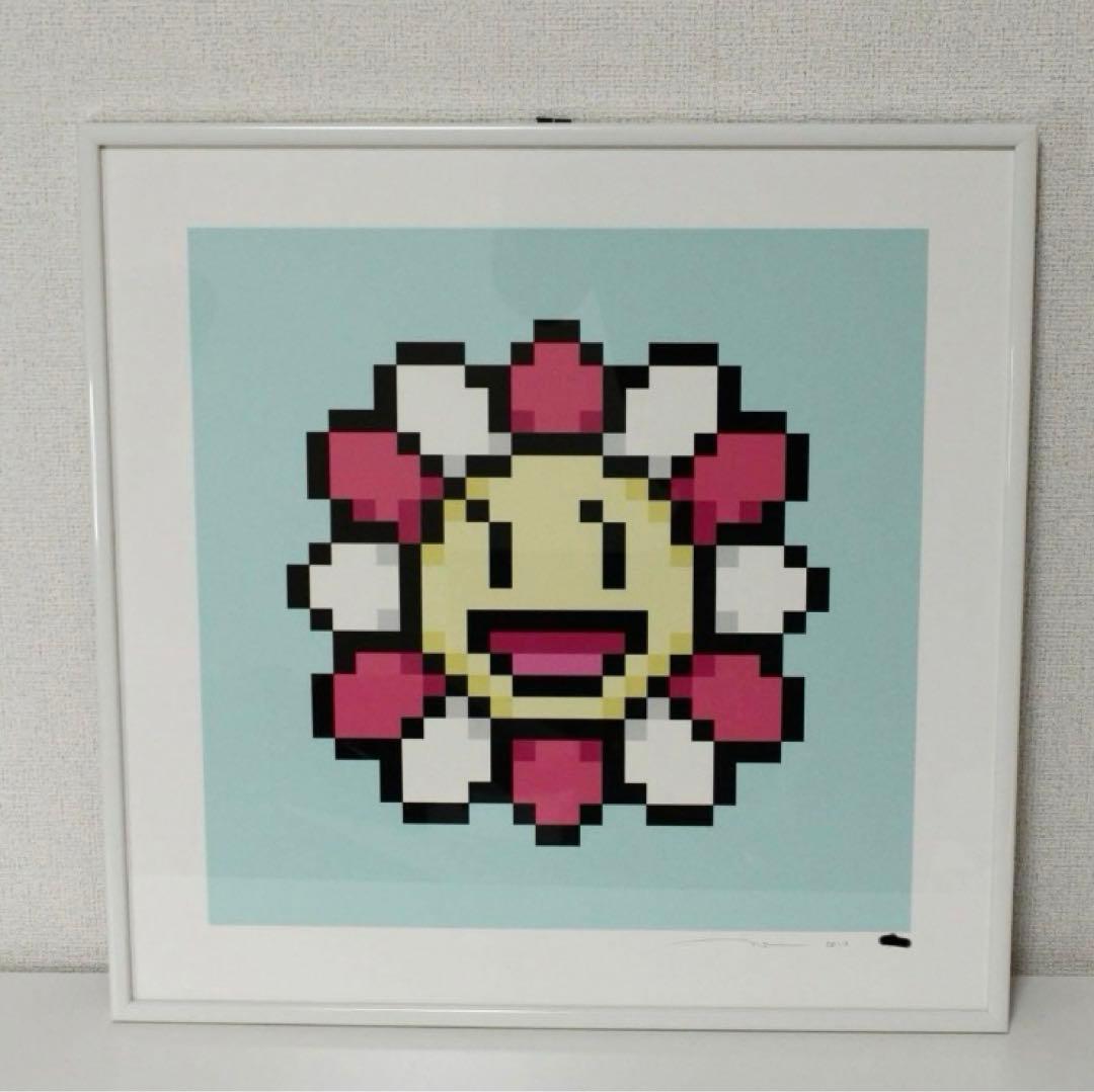 村上隆　初期murakami Flowers 笑顔の女の子　額縁シルクスクリーン
