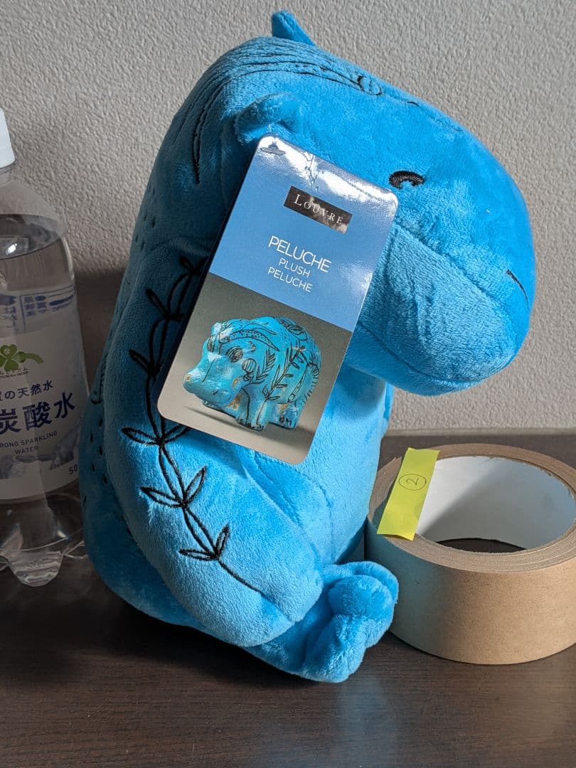 新品青いカバぬいぐるみ大サイズ２ルーブル美術館古代エジプト幸運　グッズ