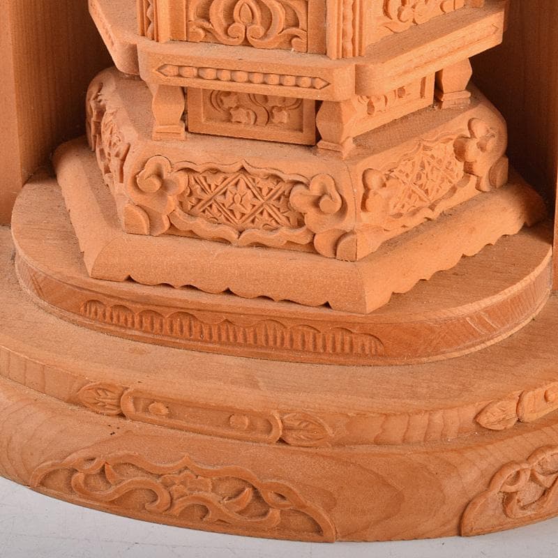 工芸美術大師　虞定良作　木彫　釈迦如来像　仏像　観音開逗子付　D　R5080