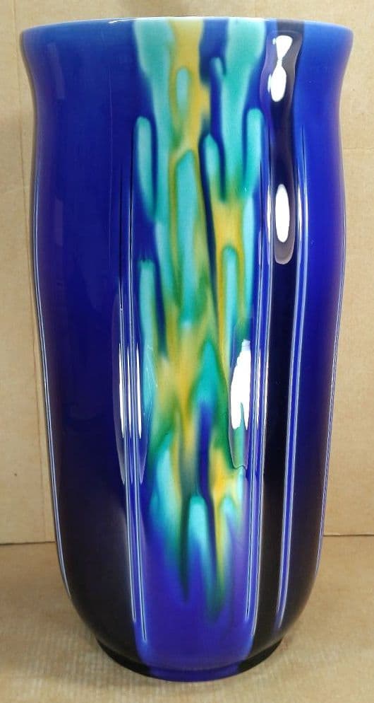 【本物保証】徳田正彦(人間国宝 三代徳田八十吉）燿彩花器 共箱 毎日オークション