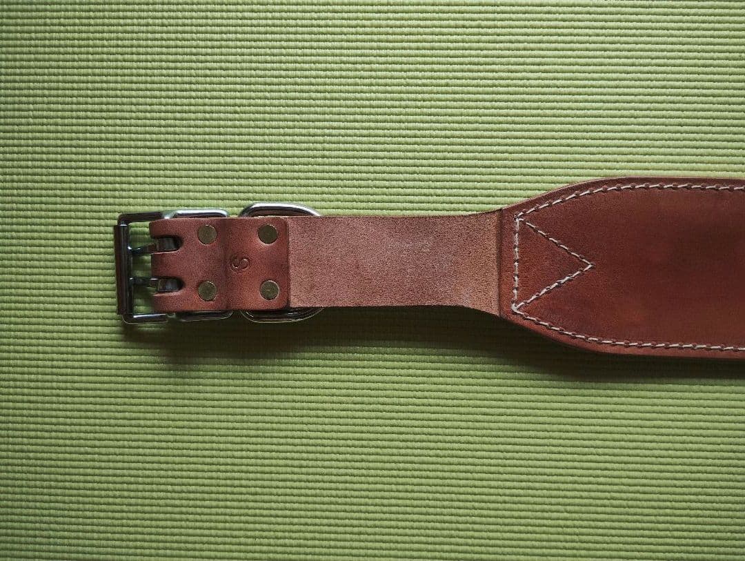 訳あり商品② 新品トレーニングベルト パワーベルト ヌメ革 田崎製作所 改造済