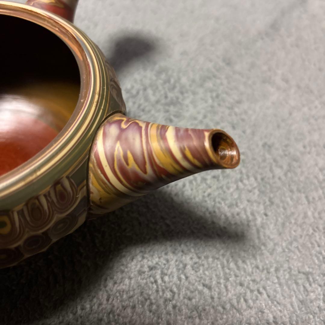 常滑焼　練込網目カット文急須　2個セット　小西友仙作