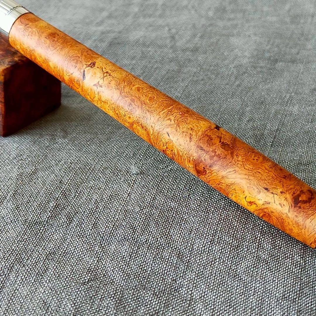 特上花梨瘤　ハンドメイド　木軸シャープペン　0.5mm　天然木　シルバー