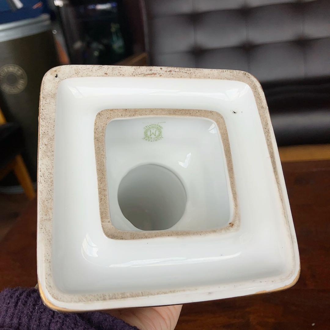 オールドノリタケ 手彩絵黒地梅文 アンティーク燭台 金縁 アンティーク