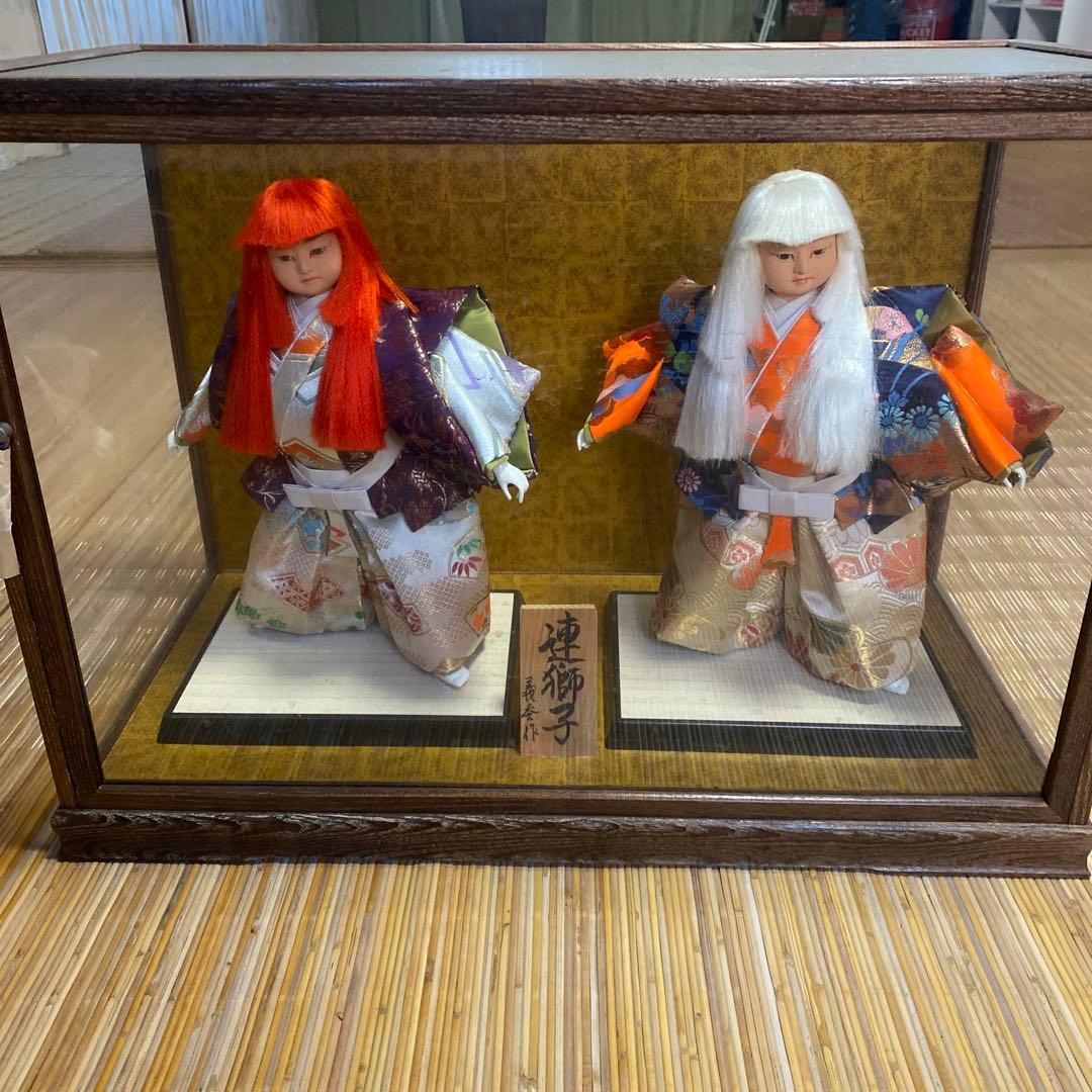 日本人形 連獅子　ケース付き