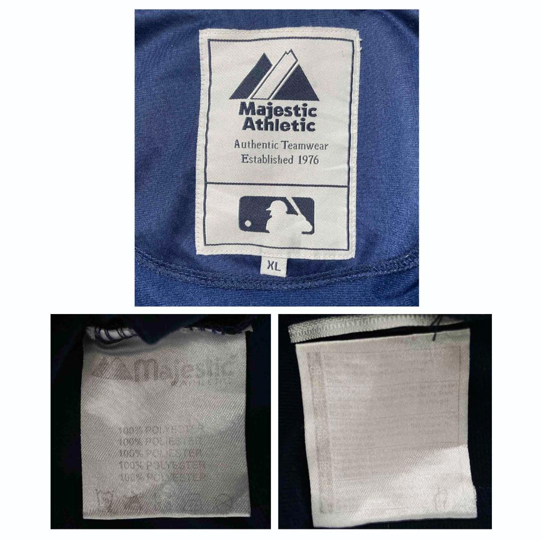 ニューヨーク ヤンキース スタジャン 刺繡ロゴ マジェスティック 古着 XL 紺