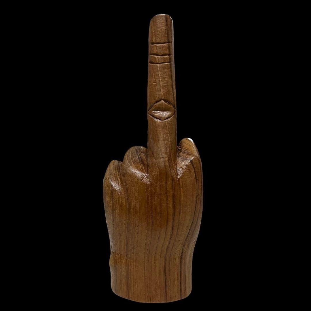 激レア　ビンテージ　木製　ピース ハンドサイン　オブジェ　置物　ウッドサイン