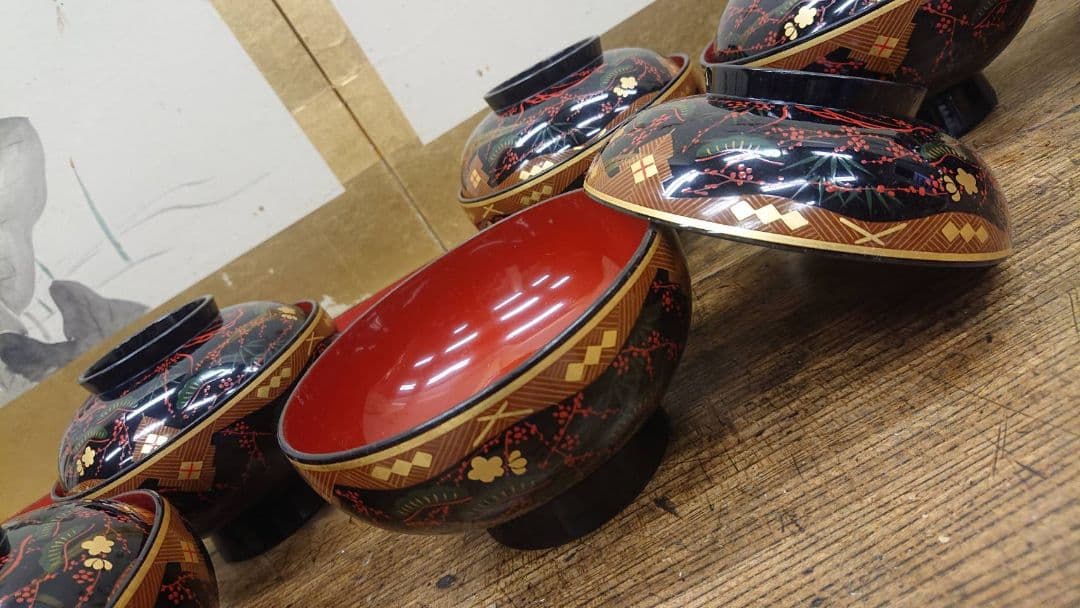 ☆松竹梅 蒔絵 煮物湾 10客セット☆ 漆器 浄法寺 秀衡椀 南部 懐石料理