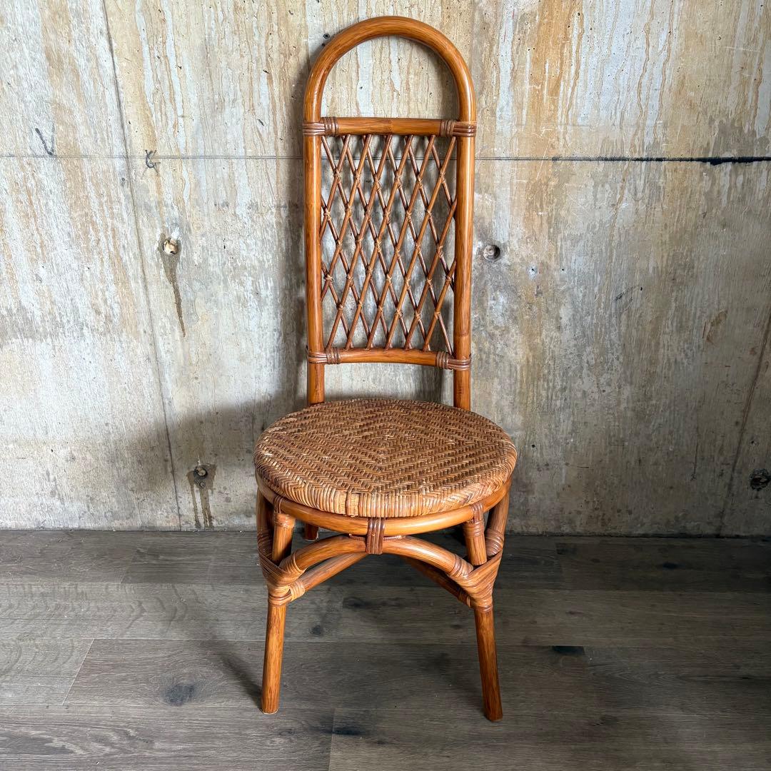 kazama ヴィンテージラタン　ラウンドテーブル & チェア　ラウンジセット