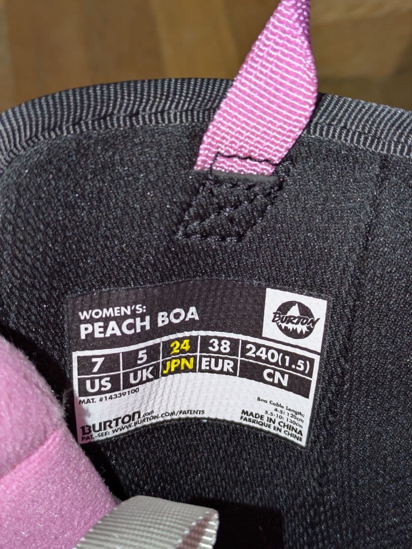 BURTON スノーボードブーツ PEACH BOA 女性用 ブラック/ピンク