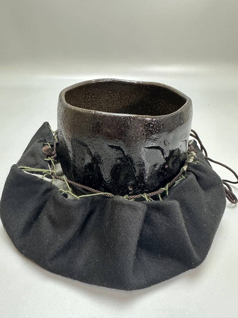 茶道具 黒楽茶碗 慶入 布付