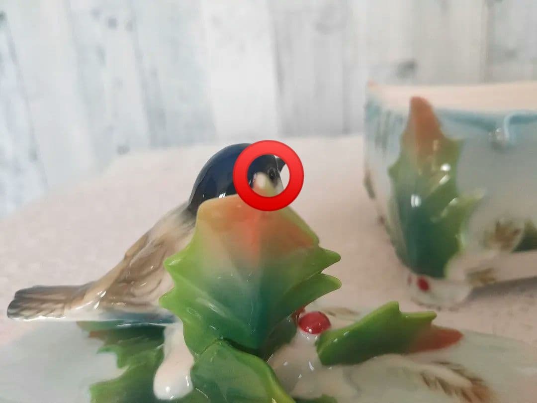 フランツ・ポーセリン ホリデー・ビギニングス シジュウカラ 陶器製 鳥とホリー