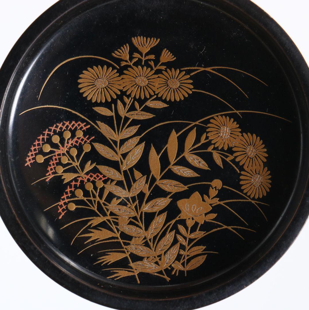 辻石斎作 秋草に鈴虫蒔絵 香合 茶道具 共箱共布　C900　N8