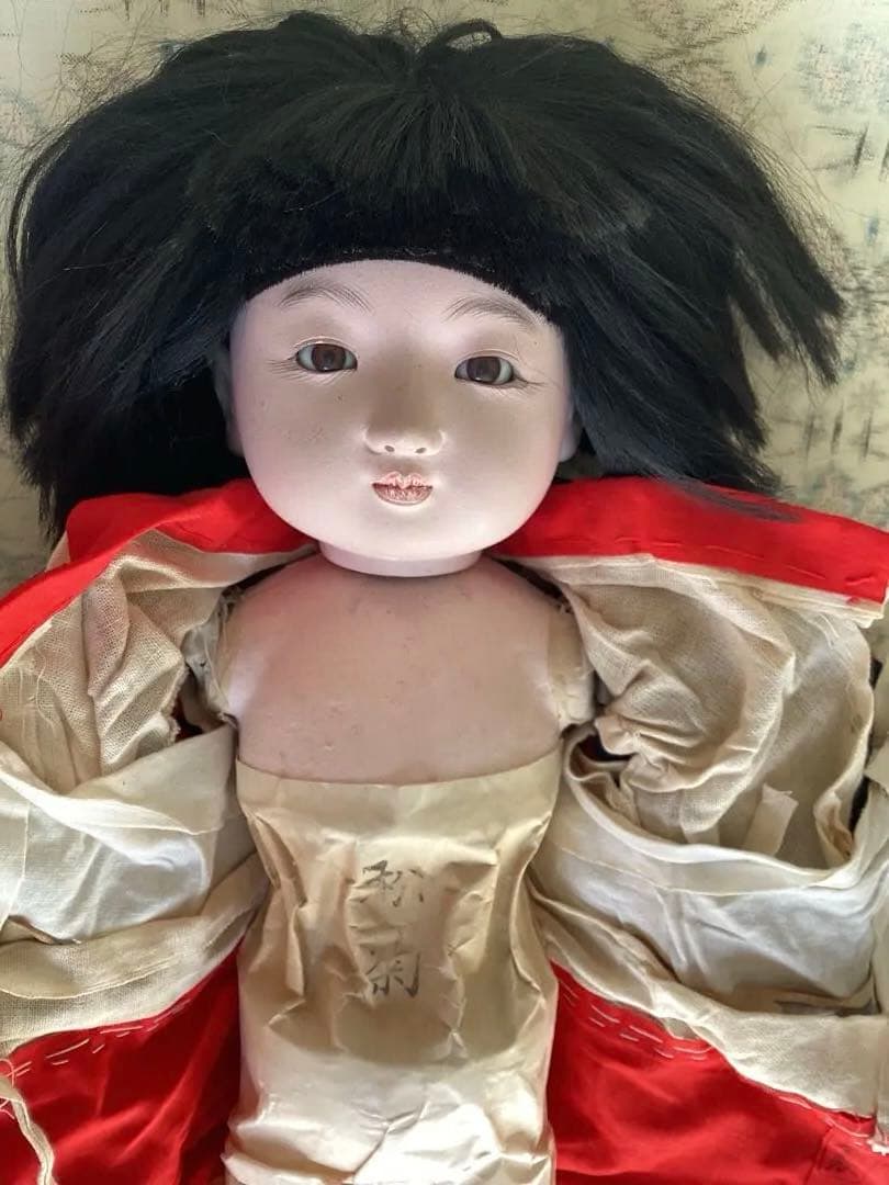 市松人形 竹取物語　松菊　抱き人形　ビスクドール　アンティークドール約45cm