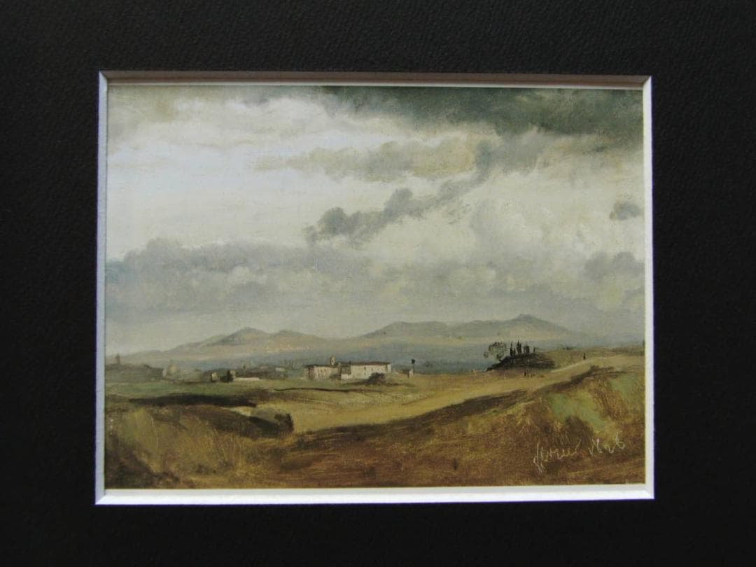 コロー、イタリア風景（ナポリ近郊）、希少な画集より、新品高級額