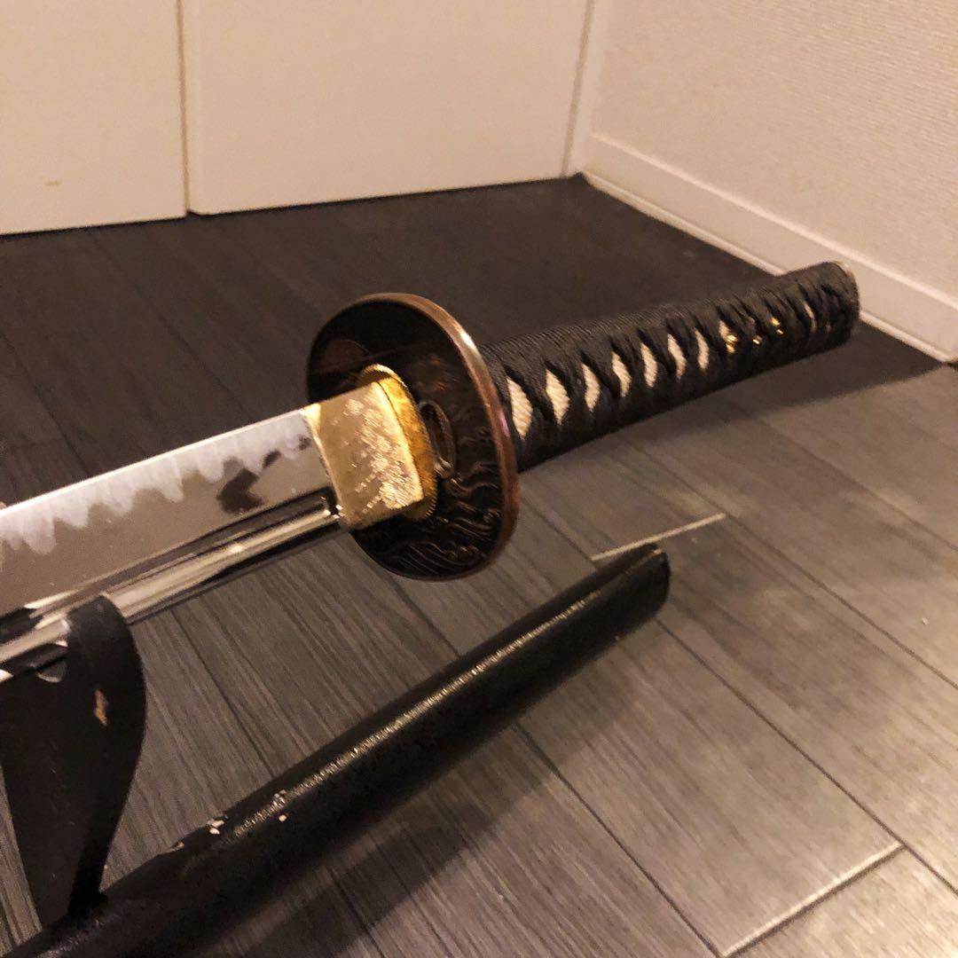 ウィッスキ　高級模造刀　居合刀　樋入り刀身　黒拵え　亜合金刀身