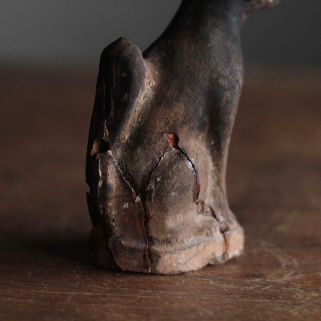 土人形 お稲荷さん 割れ補修 郷土人形 古美術 古道具 アンティーク オブジェ