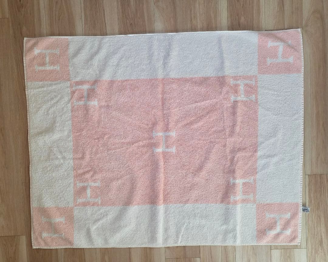 HERMES バスタオル ピンク/ホワイト