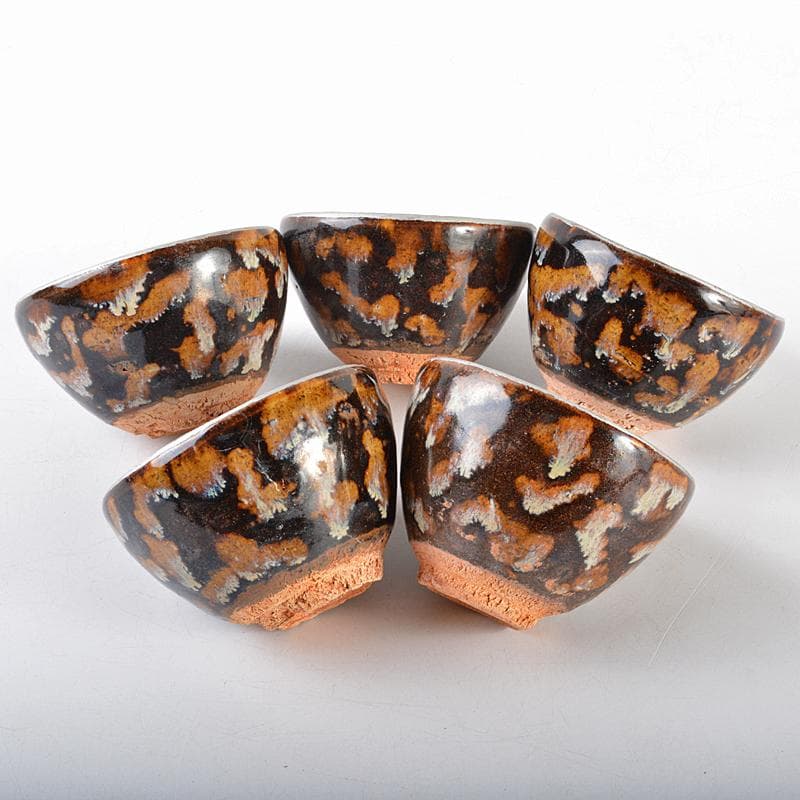 中国　吉州窯　玳玻天目　煎茶碗　五客　F　R5571