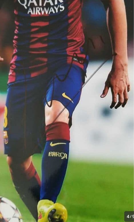 アンドレス・イニエスタ、直筆サイン入り、フォトグラフ、本人直筆証明写真あり。