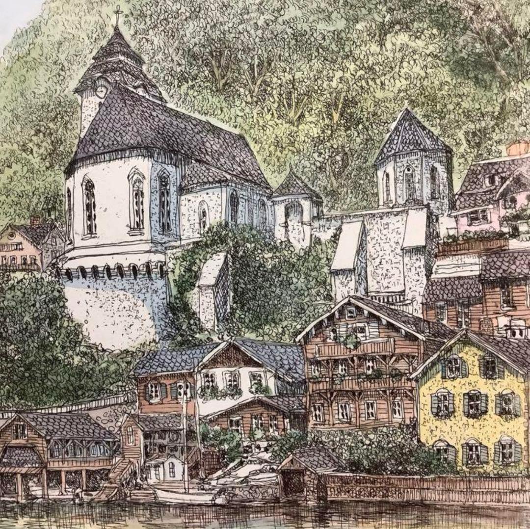 絵画・額縁・版画・織田 義郎・新品未使用・ハルシュタットⅢ・美術品・インテリア