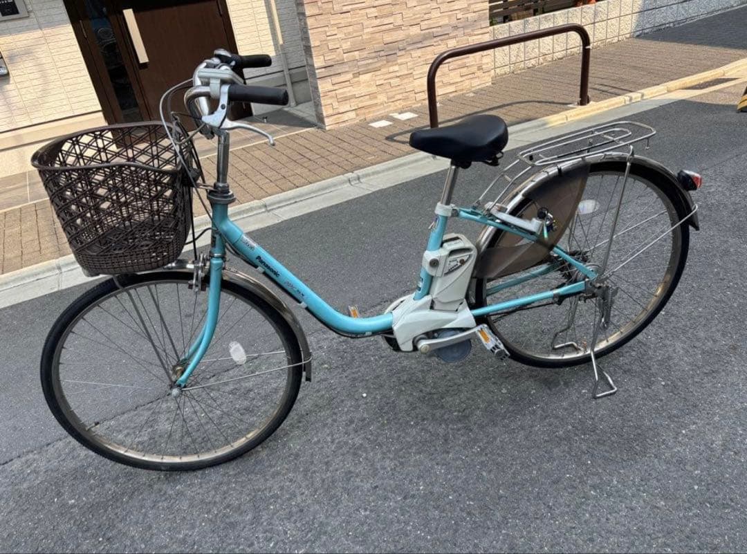 水色 電動アシスト自転車 ブラウンバスケット