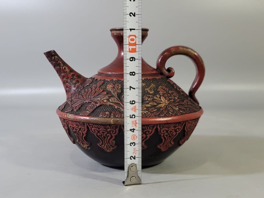 DT628 古美術 仿堆朱 陶製 水注 瓶 文房具