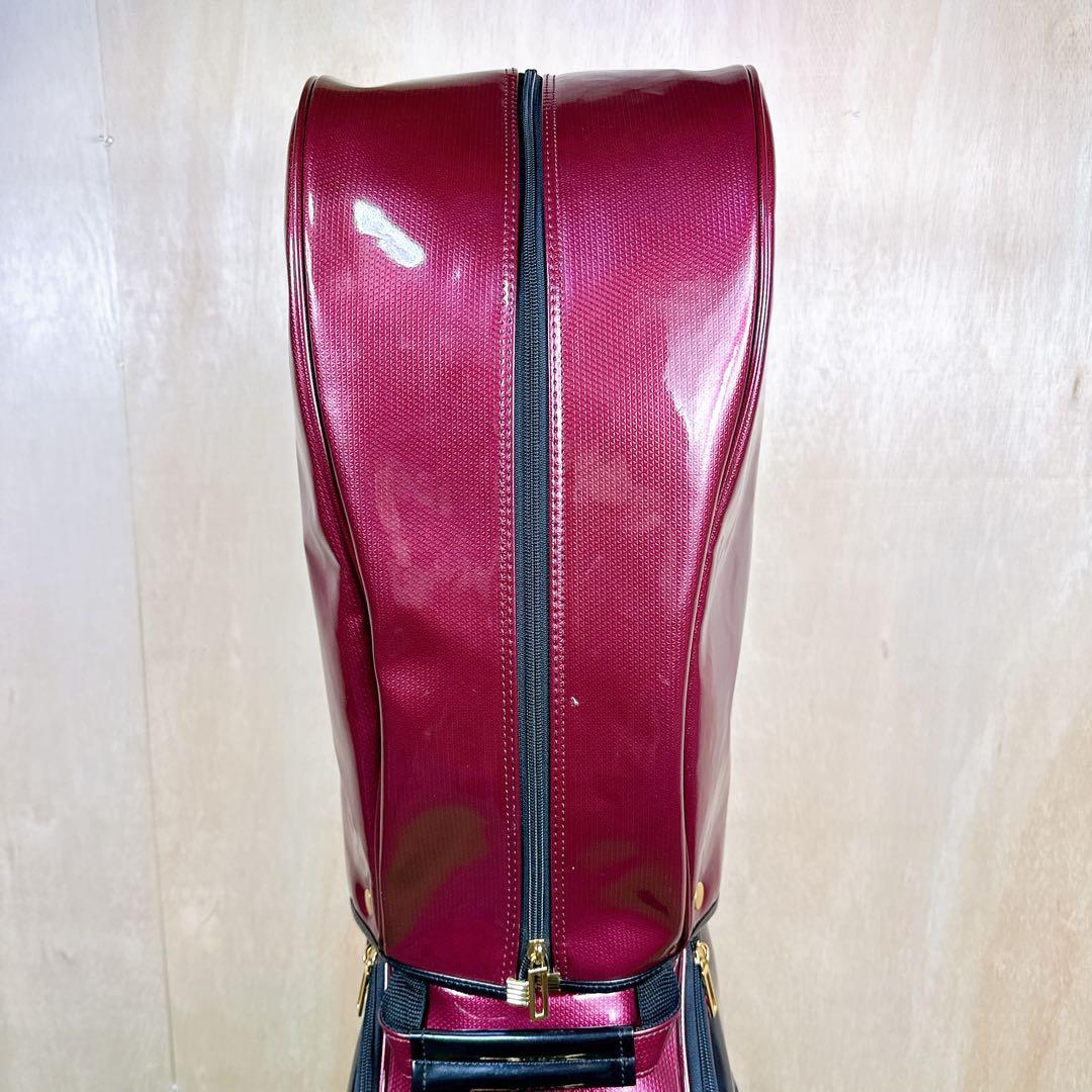 MAJESTY　キャディバッグ　カート式　エナメル素材　ワインレッド系　5分割