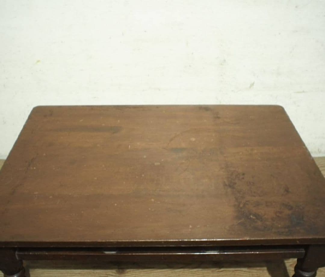 1018 アンティーク　ろくろ脚　文机　ローテーブル　座卓 轆轤　レトロ　古家具