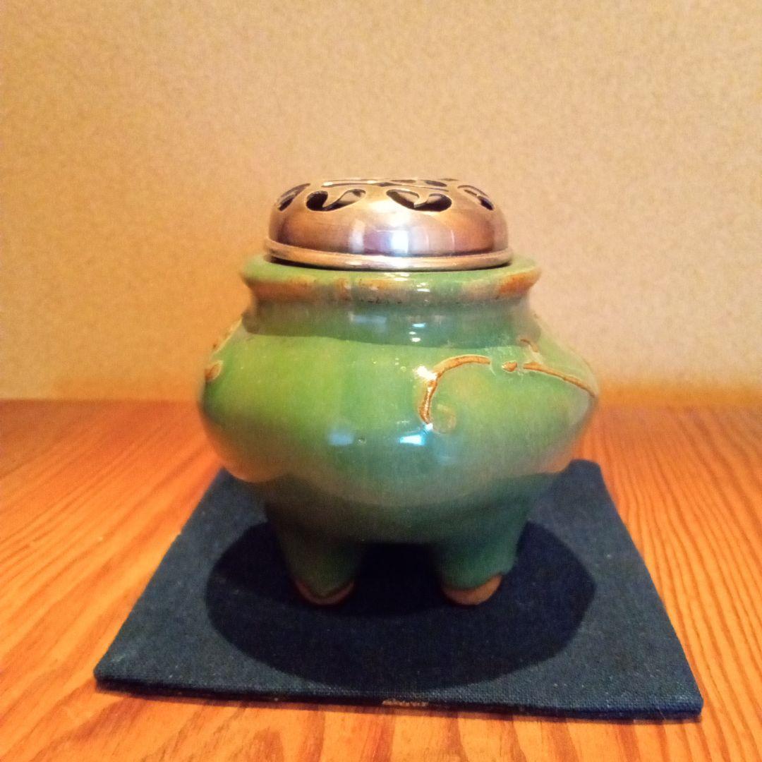 【希少作(幻】 真作 法正寺 (法勝寺:板窯) 香炉 彫刻模様(火舎付)